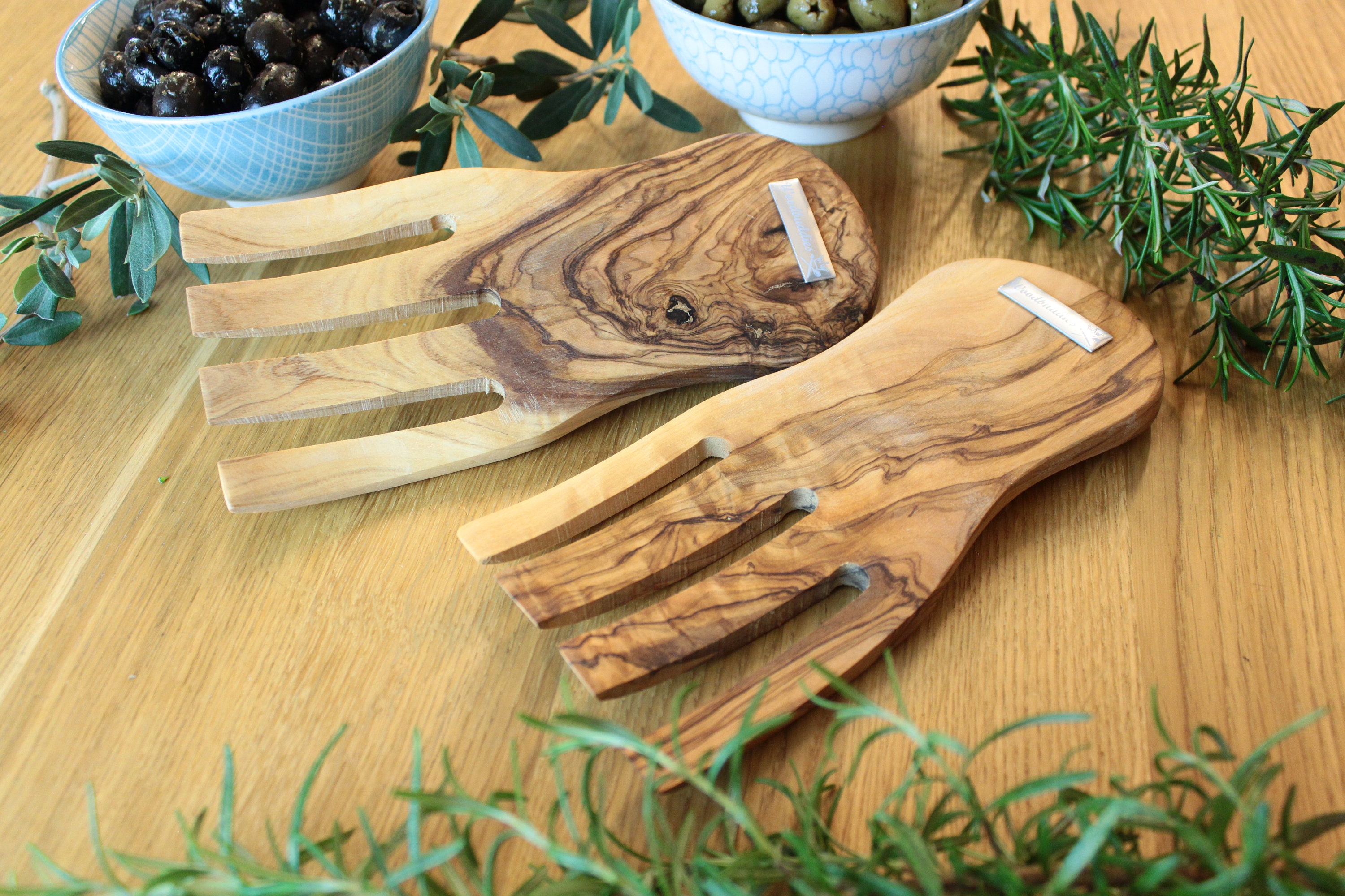 Salatbesteck Salatkrallen Salathände aus Olivenholz geölt | Etsy
