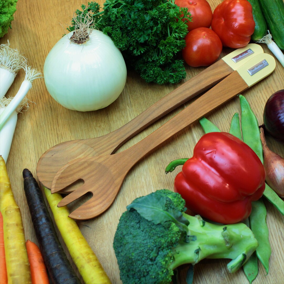 Cherry Wood Salad Servers in Apricot Etsy
