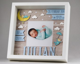 Personalized gift for the birth of a boy in a frame