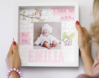 Personalized birth gift in a frame, baby frame, birth frame, baby gift, christening gift, baptism gift