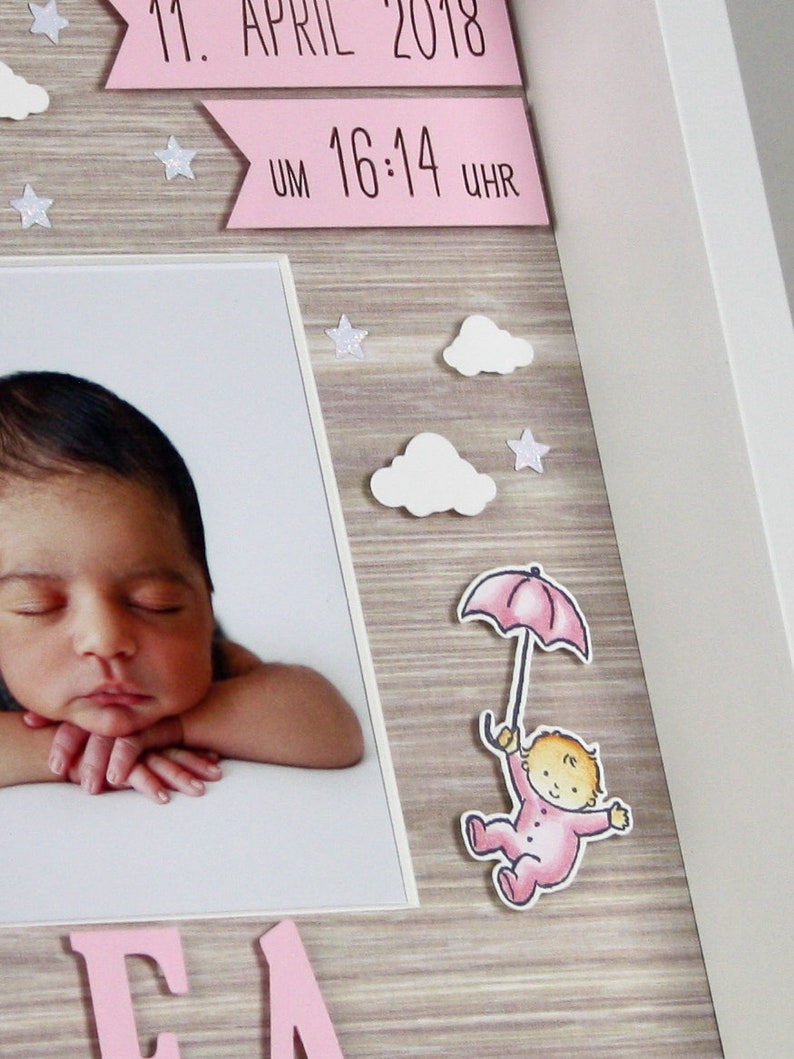 Personalized gift for birth in frame, baby frame, christening gift, frame for birth image 10