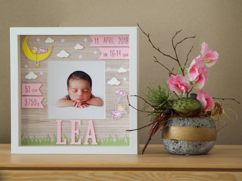 Personalized gift for birth in frame, baby frame, christening gift, frame for birth image 4