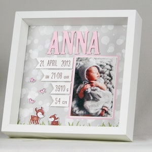 Personalized birth gift in frame, baby frame, christening gift, birth gift, birth frame