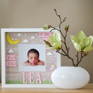 Personalized gift for birth in frame, baby frame, christening gift, frame for birth image 3