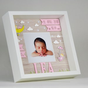 Personalized gift for birth in frame, baby frame, christening gift, frame for birth image 5