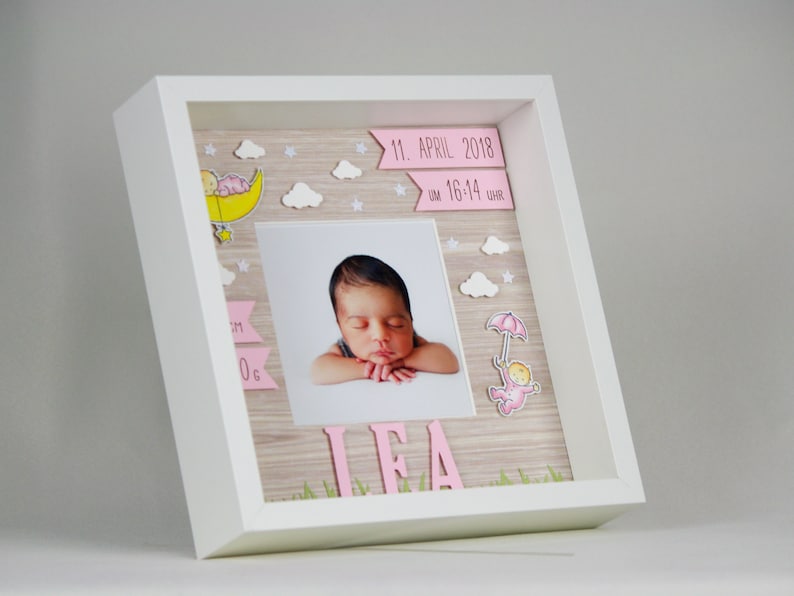 Personalized gift for birth in frame, baby frame, christening gift, frame for birth image 5