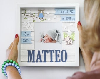 Personalized birth gift in frame, baby frame, christening gift, birth gift, birth frame