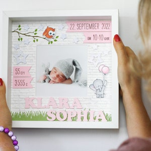 Personalized birth gift in a frame