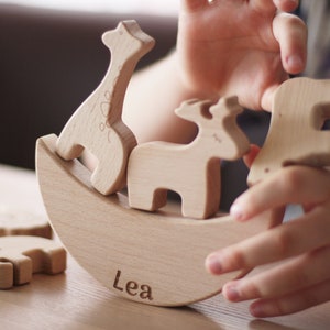 Stapelspiel mit Namen, Balancierspiel, Babyspielzeug personalisiert, Holzbausteine immagine 7
