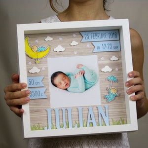 Personalisiertes Geschenk zur Geburt eines Jungen im Rahmen 画像 7
