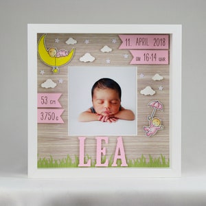 Personalized gift for birth in frame, baby frame, christening gift, frame for birth image 6