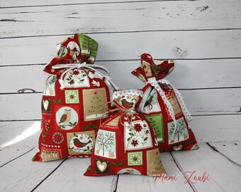 GRAU Filztasche Weihnachten mit Name Weihnachtstasche Weihnachtsbaum Wichtel Geschenk Verpackung Nikolaus