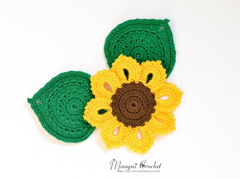 5pcs crochet sunflowers and 5pcs leaves sunflower Etsy