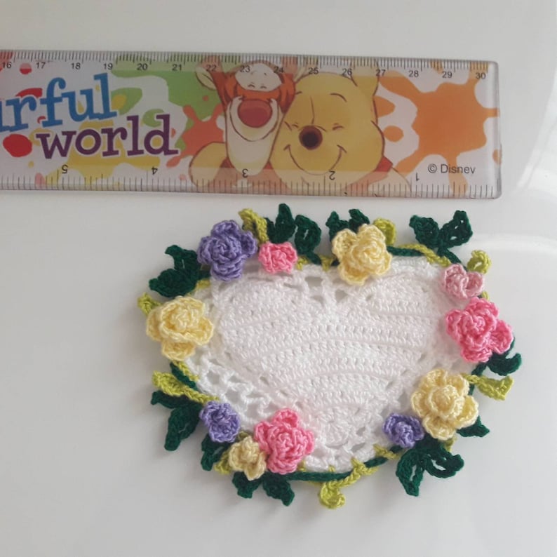 1pcs Handmade Crochet Heart flower for Valentine size4
