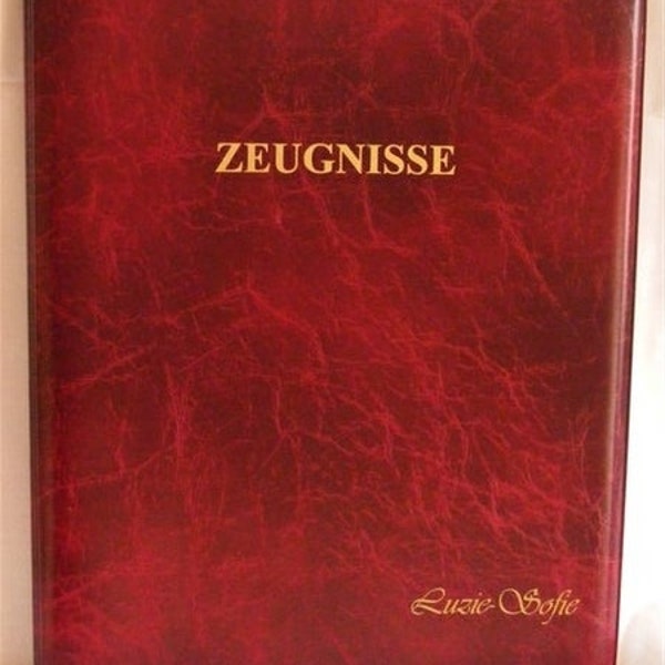 Zeugnismappe blau oder rot mit Namen* Ringbuch