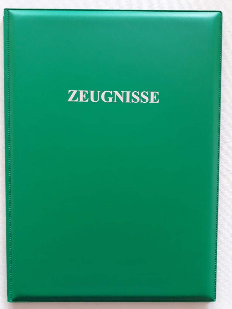 Certificate folder red, blue, brown, green, black with name or motif hellgrün