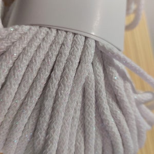 Cotton cord with glitter white 5 mm from 1 m 1 m / 1.50 Euro Cord Sewing Hobby