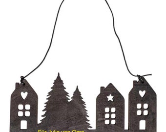 Suspension for Advent calendar silhouette window hanger wood black