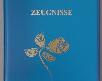 Zeugnismappe rot,blau,braun.grün ,schwarz mit Name oder Motiv Rose 2