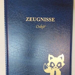Zeugnismappe rot,blau, türkis, grün ,schwarz mit Name oder Motiv