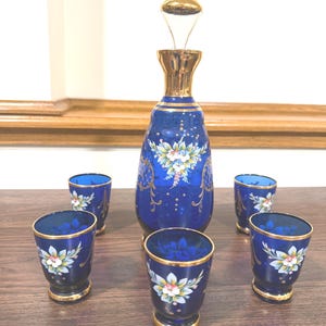 Murano Glass Decanter Blue Gold - Etsy