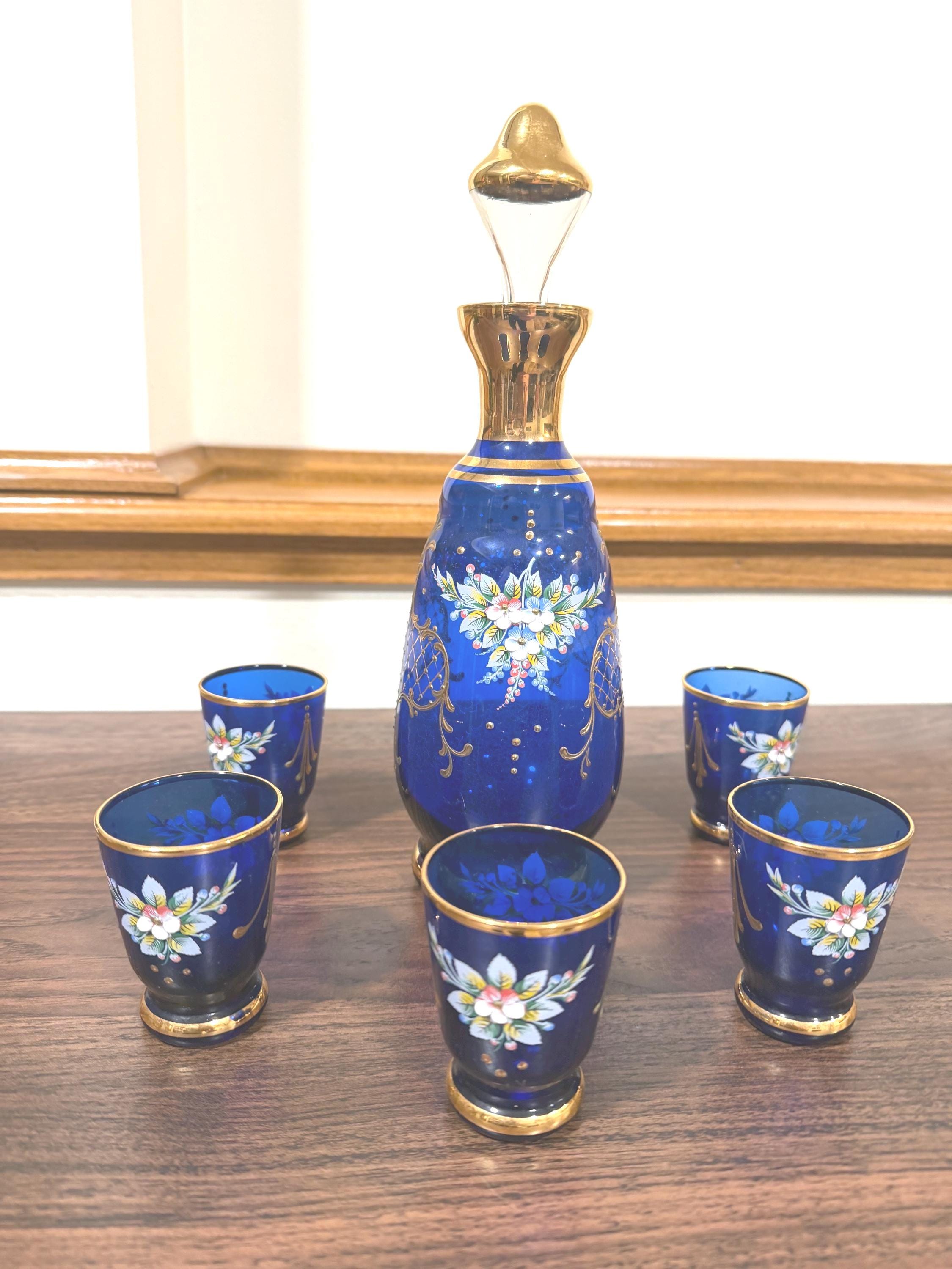 Murano Glass Decanter Blue Gold - Etsy