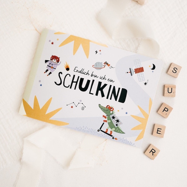 Erinnerungsbuch zur Einschulung - Ich bin ein Schulkind - Cool Kids - Einschulung - Schulstart 1. Klasse Schultüte Geschenk zur Einschulung