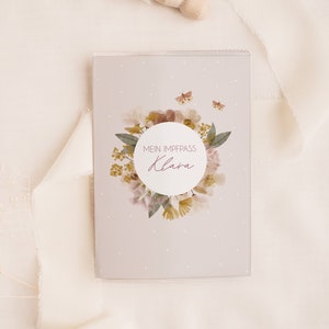 IMPFPASSHÜLLE Floral Romance - mit Namen personalisierbar Impfpass Klarsichthülle Hülle - Frühling Sommerblumen Blumen Blüten Floral Rosa