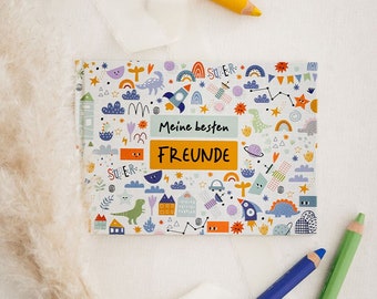 Freundebuch Abenteuerland - Meine Freunde - für Kindergarten und Grundschule Kita Schule Freundschaftsbuch Freundealbum Dino Astronaut