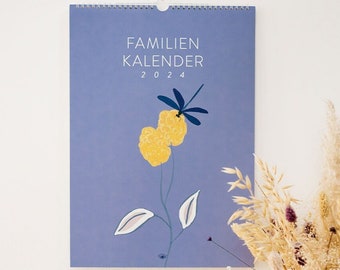 Großer A3 Familienkalender Flowers 2024 - mit 5 Spalten - Geburtstagskalender Kalender 2024 Jahresplaner Familienplaner Wandkalender 2024