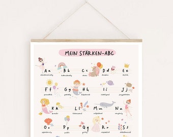 Mutmachposter ABC - BOHO DREAMS - Lernposter für das Kinderzimmer - Schule Vorschule Kindergarten - Buchstaben - Stärke Kinder Einschulung