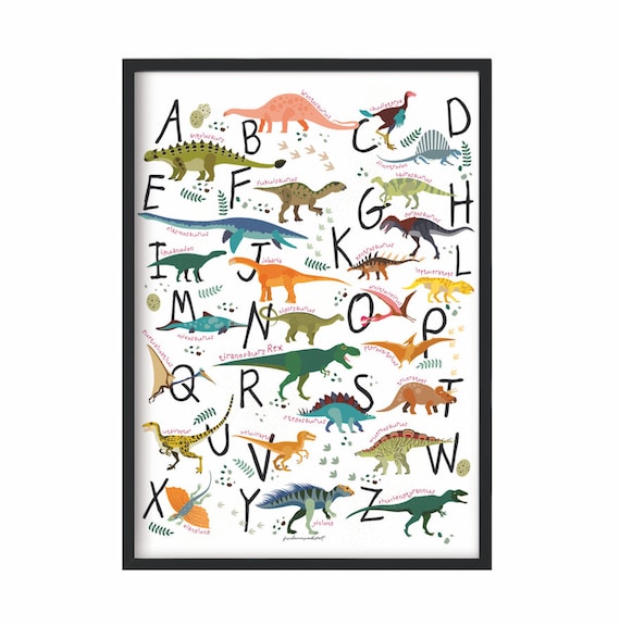 Dino Abc All My Dinos Poster Nursery Dinosaur T Rex Etsy