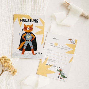 Einladung zum Kindergeburtstag - Cool Kids Superhelden - Einladungskarten 5er / 10er Set optional mit Briefumschlag - Geburtstagseinladung