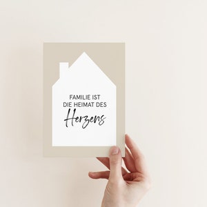 POSTKARTE - HEIMAT - Familie Home - black & white - Haus Zuhause Deko Dekoration Interior Familie New Home scandic unser Deko Boho Hygge