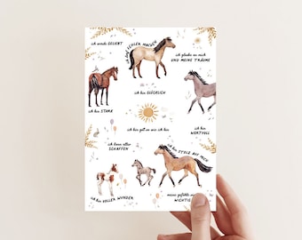 Affirmationskarte Pferdeliebe -  Postkarte mit Ermutigungen Ermutigungskarte - Affirmationen Fee Elfe Du bist gut genug und Selbstbewusst