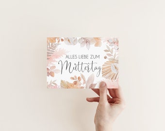 Postkarte Alles Liebe zum Muttertag - Pampas Love - Dry Floral - Danke Mama Muttertagskarte Glückwunsch Glückwünsche Mama ist die beste