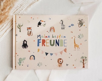 Freundebuch BOHO SAFARI für Kindergarten & Schule mit kreativen Fragen - Ein tolles Geschenk für Dschungelforscher zur Einschulung und Kita
