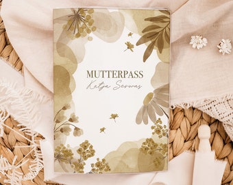 MUTTERPASSHÜLLE Floral - personalisierbar mit Namen und Geburtsdatum - Hülle Mutterpass Geschenk zur Geburt Schwangerschaft Mädchen Junge