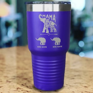 Custom Elephant Mama Engraved Personalized Tumbler, Perfect Gift for Moms