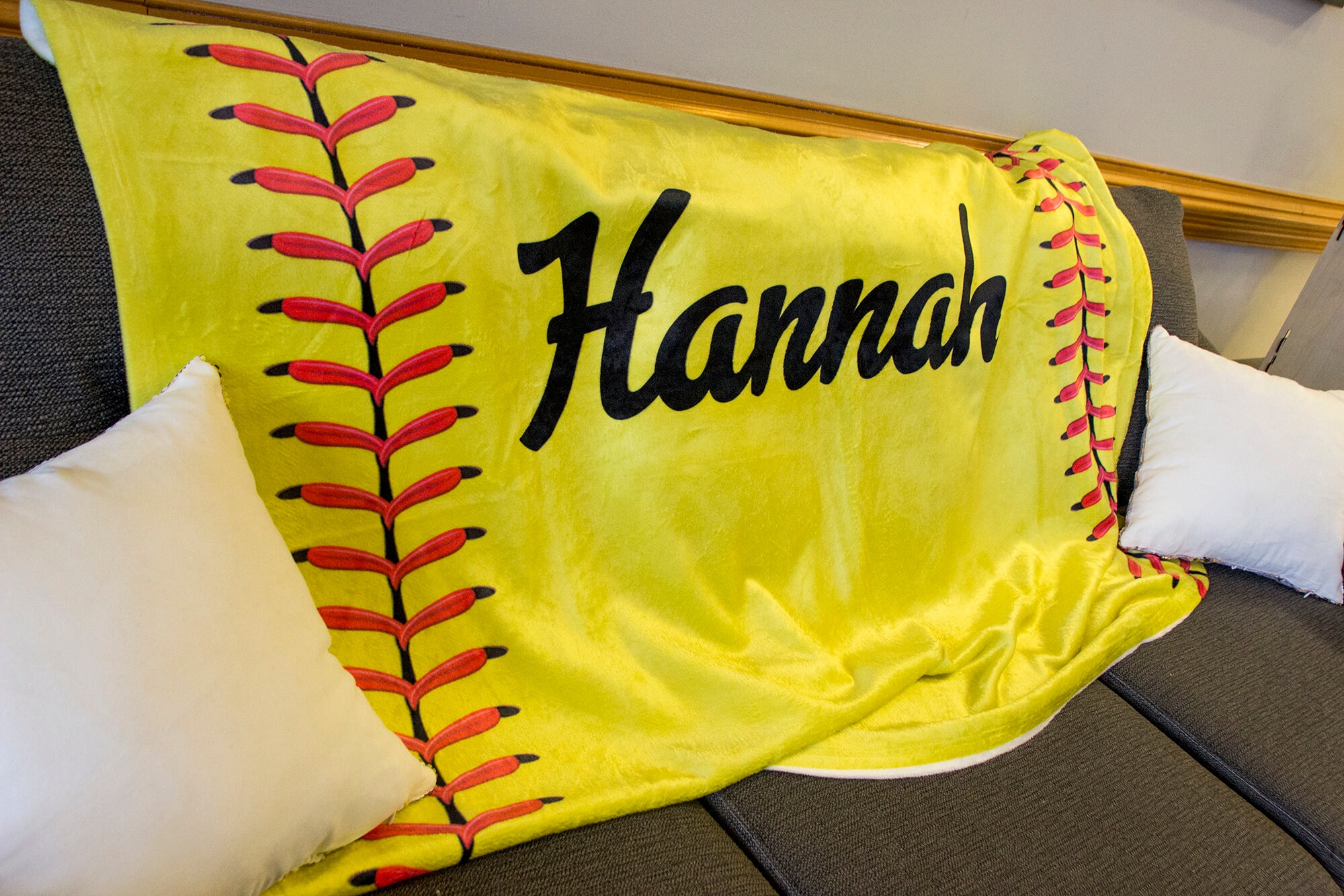 Softball Personalized Sherpa Blanket Personalized Softball Etsy