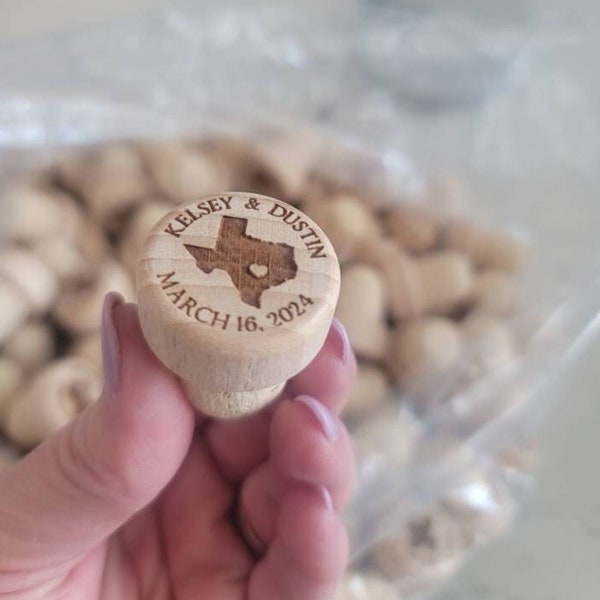 Texas Personalized Cork Wine Stopper, Wedding Favors for Texas Weddings, Texas Wedding Gifts, Dallas Weddings, Houston Weddings, San Antonio