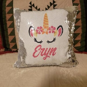 Personalized unicorn sequin pillow canada Clearance