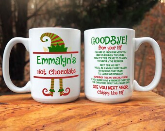 NEW Christmas Elf On The Shelf Hot Cocoa Coffee Cup Mug Lot of 2 