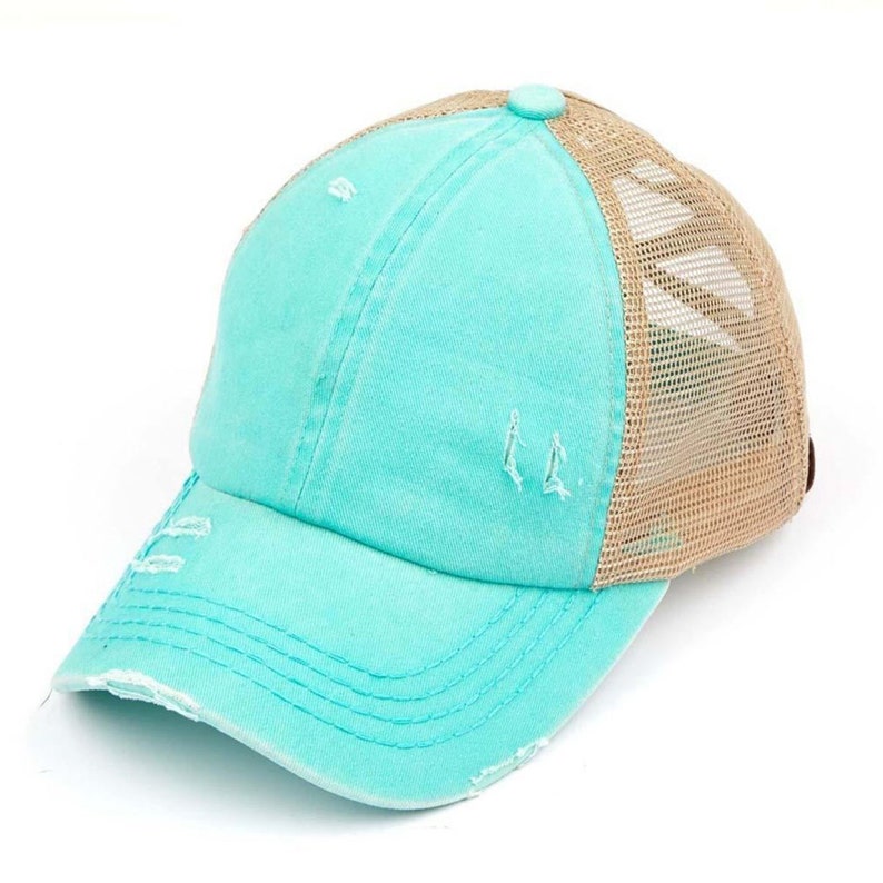 Ponytail Hat Unique High Ponytail Criss Cross Distressed Cap CC Exlusive Premium Ponytail Hat