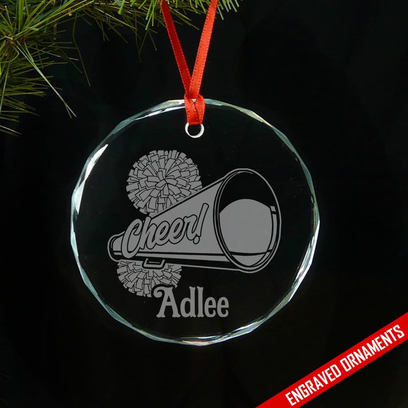 Cheerleader Pom Pom Personalized Laser Engraved Glass Ornament Etsy