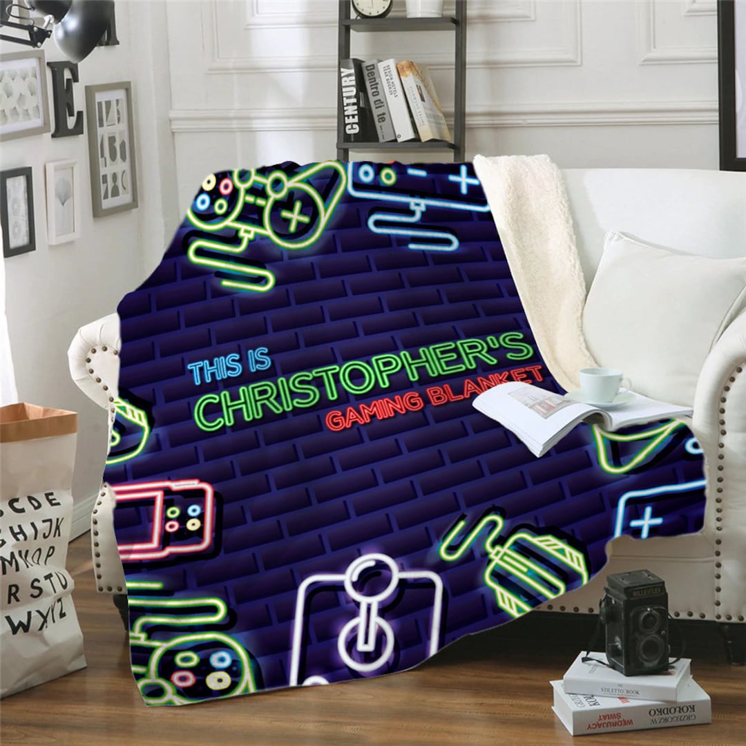 Gaming Personalized Sherpa Blanket, Personalized Gaming Gift, Premium Extra Soft Custom Blankets