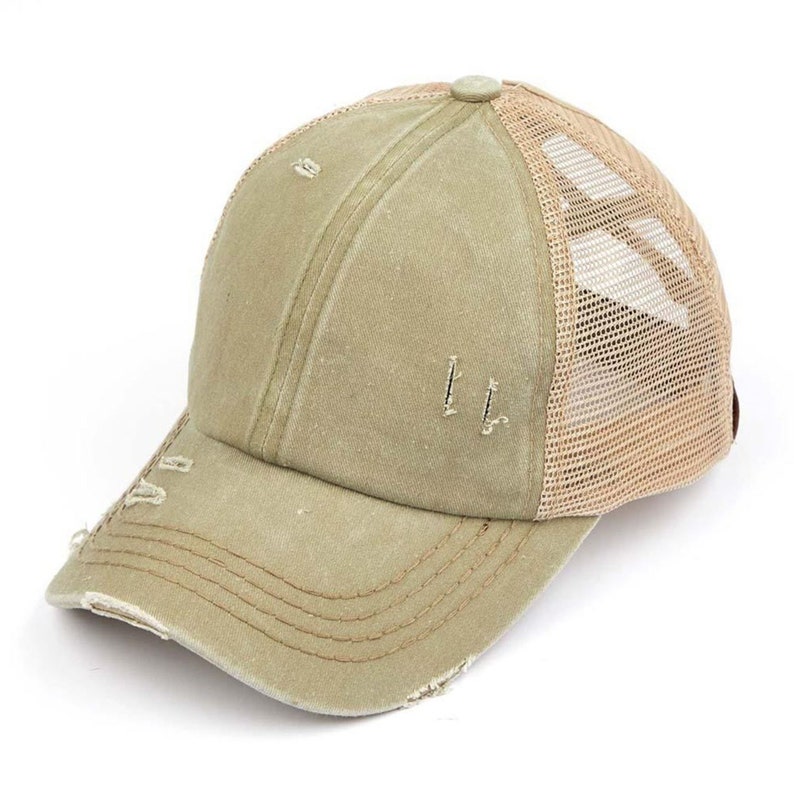 Ponytail Hat Unique High Ponytail Criss Cross Distressed Cap CC Exlusive Premium Ponytail Hat