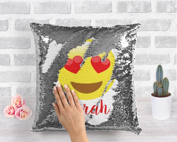 Almohadas de lentejuelas personalizadas de Papá Noel con nombre, almohada  personalizada con foto mágica de sirena, cojín de lentejuelas para