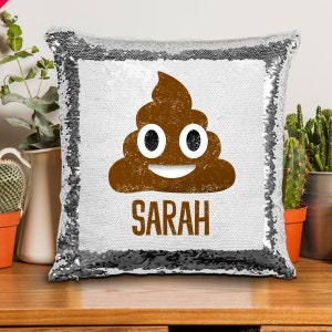 poop emoji pillow sequin