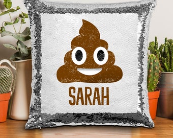 Poop Emoji Sequin Pillow Personalized Poop Emoji Mermaid Sequins Pillow Poop Emoji Pillow Poop Emoji Kid Gifts Etsy
